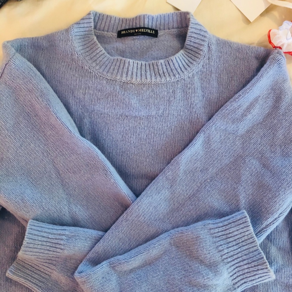💎 Baby Blue Brandy Melville Cropped Pullover
